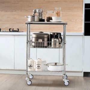 Stylish Iron <b>Kitchen</b> Trolley Organizer With Spacious Shelving <b>Units</b> And Smooth Rolling Wheels <b>For</b> Home Use - Product Image 6