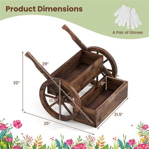 Jardinière à deux niveaux avec trous de drainage en bois de sapin carbonisé et chariot utilitaire à échelle pour balcon et jardin - Product Image 3