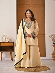 Salwar Kameez Dhoti Midi Moderne pour Femme – Toutes Saisons (Hiver/Été) – Idéal Mariages, Diwali, Fêtes – Soie Romaine Lourde à Imprimé Numérique – Livraison Rapide - Product Image 6