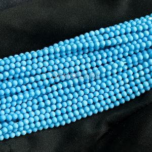 Cuentas redondas microfacetadas de turquesa azul natural de 2 mm, cuentas de turquesa para la fabricación de joyería, venta al por mayor, cuentas sueltas facetadas con corte de diamante. - Product Image 4