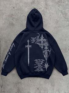 Sweat-shirt à capuche imprimé surdimensionné unisexe personnalisé en coton molletonné de qualité supérieure pour la mode streetwear - Product Image 2
