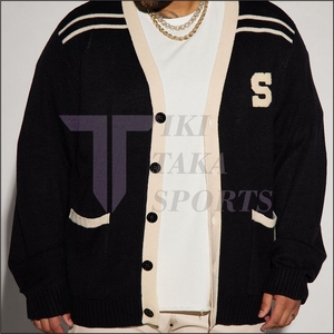 Suéter Deportivo Tiki Taka para Hombre, Cuello en V, Transpirable, Lana/Nailon, Personalizado, Estilo Varsity, Chenille, Cardigan Informal de Invierno, con Parches y Encaje - Product Image 4