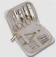 Ensemble professionnel de manucure et pédicure luxueux, 11 pièces, 5-en-1, kit de coupe-ongles en acier inoxydable, boîte en cuir, couleur personnalisée