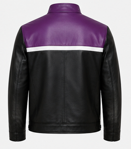 เสื้อแจ็คเก็ตหนังผู้ชายสไตล์นักขี่มอเตอร์ไซค์ คอตั้ง ปิดด้วยซิป - Product Image 4