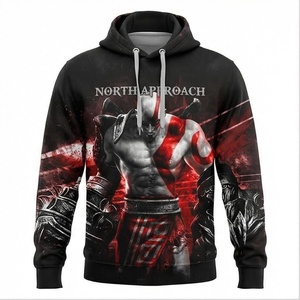 Sudadera con Capucha para Hombre North Approach, Diseño Kratos Impreso en 3D, Color Negro, Corte Regular, Informal, con Bolsillo Delantero, para Otoño - Product Image 1