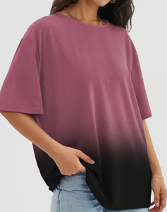 Hardhoodi Interination Plus Size Women's <b>Patchwork</b> Anti-Wrinkle O-Neck Pullover Short Sleeve 100% Cotton Casual Summer Knit Tee - Product Image 3