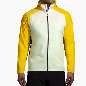 Chaqueta de running ecológica de tela reciclada para hombre, ropa deportiva sostenible, transpirable, cortavientos para correr, blanca y amarilla - Product Image 2
