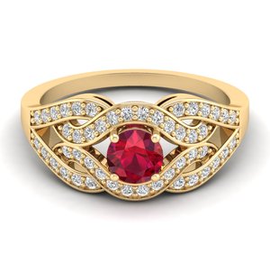 REYES Wholesale Price 14K Solid Gold GRA Certified Moissanite Engagement Ring Exclusive Round Cut 0.5 Carat Ruby Gemstone Ring - Product Image 6