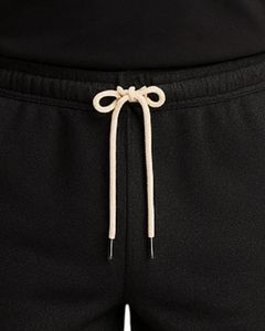 Pantalones Cortos Casuales de Forro Polar para Hombre, Color Negro, Cintura con Cordón Ajustable, Pantalones Cortos Deportivos para Entrenamiento, Pantalones Cortos para Descansar, Logotipo Personalizado OEM Disponible - Product Image 4
