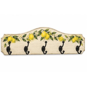 Porte-manteau en bois de manguier peint à la main avec 5 crochets en fer forgé |   Vente en gros - Product Image 1