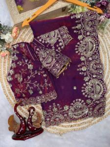 Sari de Seda de Diseño Indio con Bordado Zari, Elegante y Moderno para el Verano, Casual, para la Playa, Bodas y Fiestas, de Secado Rápido - Product Image 1