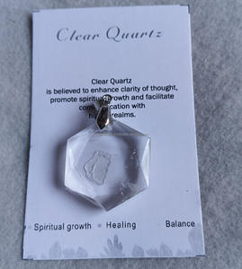 Collier Pendentif Étoile de David Hexagonale en Cristal de Quartz Naturel Transparent Fait Main pour la Guérison Énergétique (Reiki) - Vente en Gros - Product Image 1