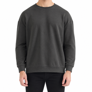 Sudadera de Cuello Redondo Gris Oscuro, Corte Regular, Color Sólido, Tejido de Algodón, Estilo Casual para Otoño - Product Image 1