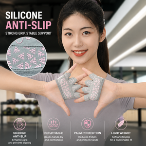 Gants d'entraînement personnalisés antidérapants à demi-doigts, protection des paumes, anti-callosités, pour tractions, calisthénie, fitness, équipement de gym, hommes et femmes - Product Image 3