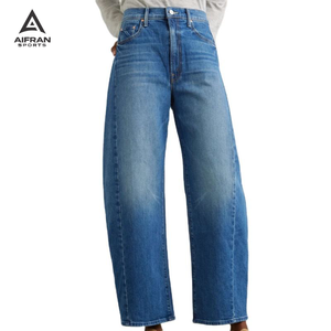 Jeans en denim Aifran Sports Premium à jambe large pour homme, coupe décontractée, style streetwear, fournisseur OEM - Product Image 4
