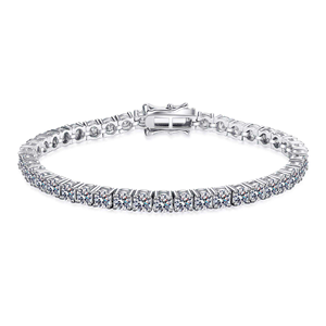 Pulsera de tenis premium con incrustaciones de moissanita VVS de 3 mm, cadena brillante de plata de ley 925, joyería para mujeres y hombres - Product Image 1