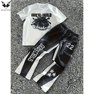 ชุดเสื้อยืดแขนสั้นและกางเกงสำหรับผู้ชาย, เสื้อยืดคอกลมพิมพ์ลาย K2Y มีเชือกผูกเอว กางเกงกีฬาลำลองกลางแจ้ง ชุด 2 ชิ้น - Product Image 5