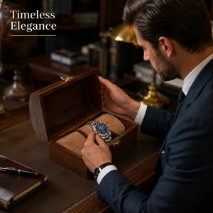 Handmade Indian Rosewood Dual <b>Watch</b> Storage Box | Luxury Wooden <b>Watch</b> Organizer Case with Semi Round Lid | Premium Display Gift - Product Image 2