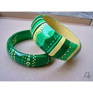 Bracelets en bois élégants pour femmes, accessoires culturels, bracelets peints, RR ENTERPRISES, modèle RR202520466, Inde - Product Image 5