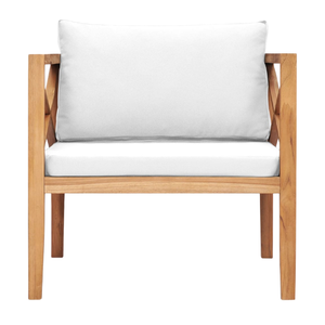 Sillón de Jardín de Madera de Teca con Cojín Blanco, Muebles de Jardín Contemporáneos, Precio al por Mayor - Product Image 3