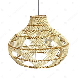 Lámpara Colgante de Mimbre Tejida a Mano con Estructura Abierta de Ratán Orgánico, Lámpara de Techo para Decoración Interior del Hogar - Product Image 3