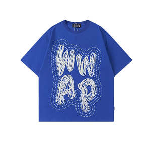 T-shirt personnalisé imprimé pour homme, coupe ample, en tissu épais, avec impression sérigraphique et délavage à l'acide, T-shirt graphique de luxe à coupe courte - Product Image 6