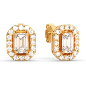 Boucles d'oreilles clous REYES minimalistes en or massif 14 carats avec moissanite taille émeraude 1,6 carat et fermoir à vis pour femme, bijoux fins pour usage quotidien - Product Image 5