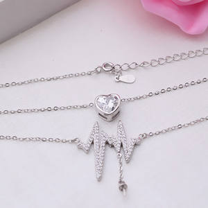 Collar con Colgante de ECG de Plata S925 con Cadena para Clavícula, Accesorios Semiterminados para Mujer, Bandeja Hueca para Perlas 276 - Product Image 4