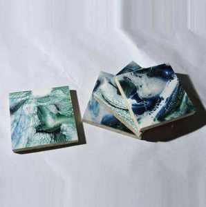 Posavasos de Hueso Incrustado con Piedra para Tazas de Té, Posavasos Bicolor para Café, Posavasos de Hueso Incrustado para Cerveza / Producto en Venta - Product Image 2