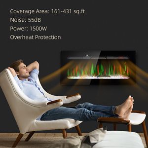 Caminetto Elettrico Realistico da 40 Pollici con Display LCD/LED, Telecomando, Colore Fiamma Regolabile, Luminosità, Stile Inserto - Product Image 6