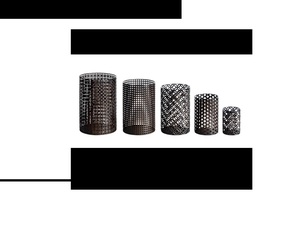 Decorative Moroccan Style Dark Metal Votive <b>Hurricane</b> <b>Lantern</b> Set Assorted Heights Contemporary Lattice Pattern Cutout Candle - Product Image 1