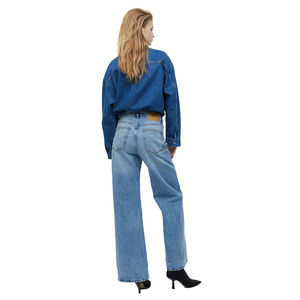 Jeans de Invierno para Mujer, Diseño Casual, Azules, Largos, 100% Algodón, Cintura Media, Corte Recto, Tallas Grandes, Color Sólido, con Abertura Lateral, Ecológicos y Transpirables - Product Image 6