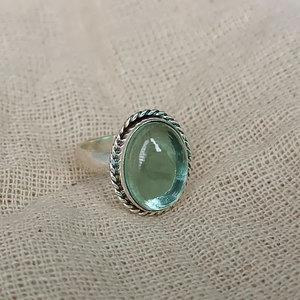 Artisan Brass Tiger Eye Bezel Set Oval Silver Plated Boho <b>Statement</b> <b>Ring</b> Handmade Elegant Women's Gift - Product Image 2