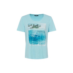 Women's Casual Cotton T-Shirt 100% Eco-Friendly Cotton O Neck with Contrast Print & Embroidered Logo Short Sleeves Option - Product Image 1