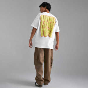 T-shirts décontractés pour hommes à col rond, coupe classique, 100 % coton, impression sérigraphique, épaules tombantes, avec logo personnalisé - Product Image 3