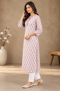 Kurta Tradicional de Verano para Mujer de Rama, de Algodón, con Mangas Raglán, Bordado y Estampado, Corte Regular, Talla Única, Tejido Transpirable y Lavable - Product Image 6