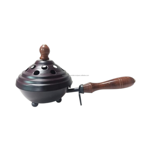 Portable Iron Incense Burner Wooden Handle Charcoal Incense Holder Resin Bakhoor Burner for Home Meditation <b>Decor</b> - Product Image 2