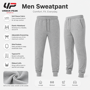 Pantalon de survêtement pour homme au quotidien, en tissu jersey lisse, avec taille ajustable et coupe confortable pour la détente et la marche - Product Image 6