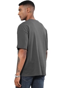 Camisetas transpirables 100% algodón 260 GSM de manga corta para hombre, camiseta oversize de corte holgado, cuello simulado, lisa. - Product Image 3