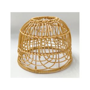Lampe de plafond ovale polyvalente en bambou, base E26, design moderne élégant et durable, abat-jour en rotin fait main, lumière à économie d'énergie et à intensité variable - Product Image 1