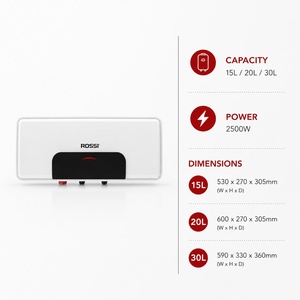 Rossi Blanc Slim 15L Electric Storage Water <b>Heater</b> - Wall Mounted Bathroom Hot Water Tank 2500W - Product Image 3