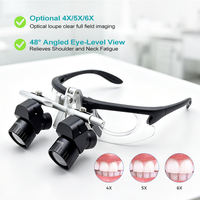 Dental Magnifying Glass 48°Corner Loupes Optional Magnification 4X 5X 6X With Wireless LED Headlight