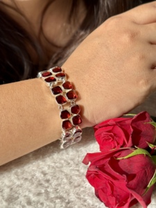 Pulsera de Piedras Múltiples, Pulsera de Granate Natural en Bruto de 2 Líneas para Niños y Niñas, Joyería de Plata de Ley 925, Precio al por Mayor - Product Image 5