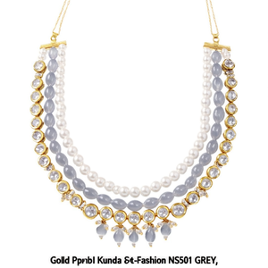 Ensemble de colliers superposés en or plaqué Kundan et perles, bijoux de créateur pour femmes, parfaits pour les occasions festives - Product Image 2