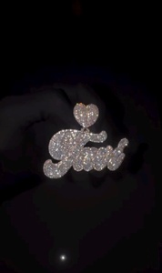 Pendentif Lettre Hip Hop Personnalisé en Argent Plaqué Or Rose avec Moissanite Ronde Taille Brillant – Bijou Unisexe Idéal pour Cadeau - Product Image 3