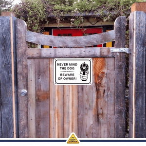 CIFbuy Cartello di avvertimento vintage in metallo 'Attenzione: Proprietario' per parete garage o giardino, per servizio ritiro TikTok e Temu - Product Image 1