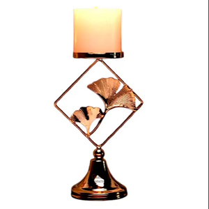 Porte-bougie en métal de qualité supérieure, accessoire décoratif durable pour maisons élégantes, design feuille de Ginkgo - Product Image 1