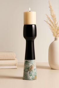 Solid Mango Wood Candle Stand Modern Decorative Candle <b>Holder</b> for Dining Table Living Room Home Interior Decor - Product Image 3