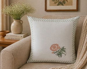 Handcrafted Style Cotton Cushion <b>Cover</b> Decorative Square Pillow <b>Cover</b> <b>for</b> <b>Sofa</b> Living Room and Bedroom - Product Image 2