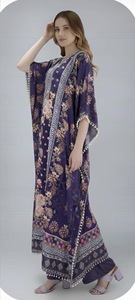 <b>Long</b> Women's Kaftan <b>Dress</b> Poly Feather Silk Maxi Gown Elegant Loose Fit Flowing <b>Dress</b> for All Seasons Summer <b>Winter</b> - Product Image 2